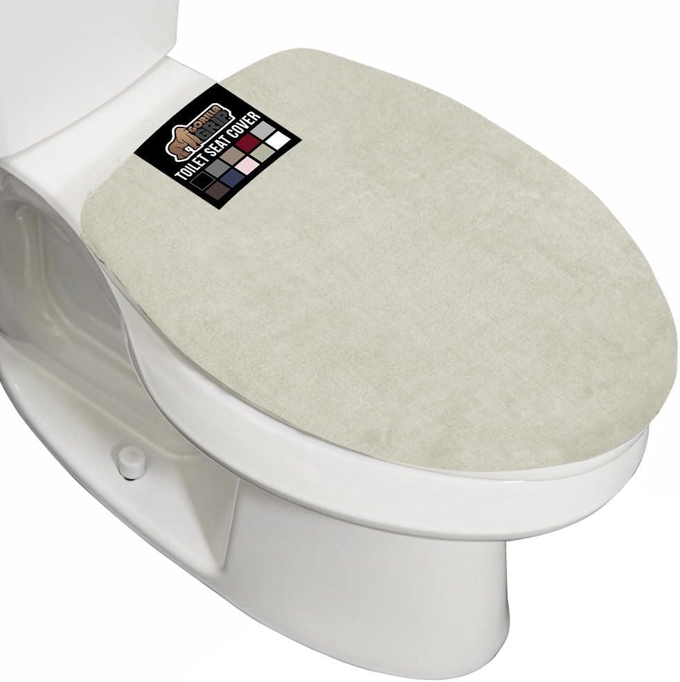 imageGORILLA GRIP Thick Memory Foam Bathroom Toilet Lid Seat Cover Soft Velvet Topside Machine Wash Plush Cushioned Covers Fits Most Size Lids Decorative Bath Room Accessories 195x185 GreyIvory