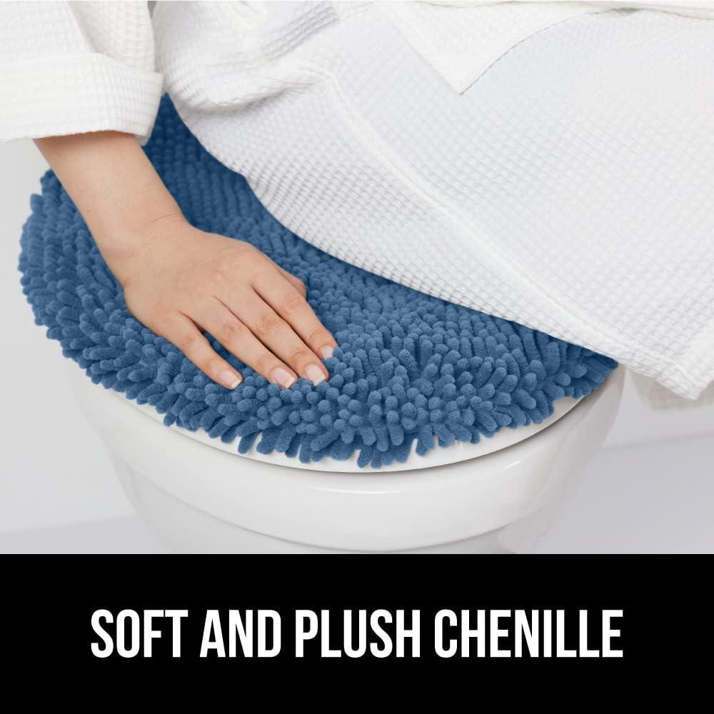 imageGORILLA GRIP Thick Memory Foam Bathroom Toilet Lid Seat Cover Soft Velvet Topside Machine Wash Plush Cushioned Covers Fits Most Size Lids Decorative Bath Room Accessories 195x185 GreyBlue
