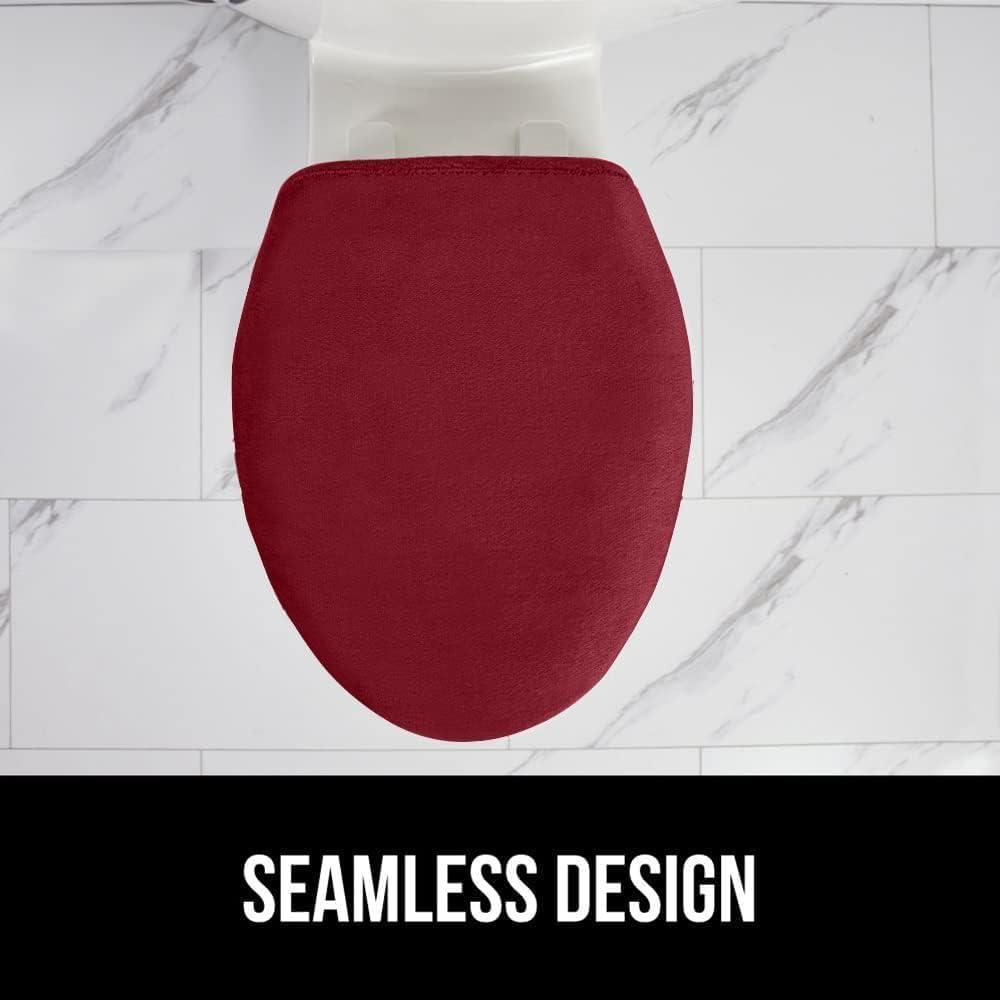 imageGORILLA GRIP Thick Memory Foam Bathroom Toilet Lid Seat Cover Soft Velvet Topside Machine Wash Plush Cushioned Covers Fits Most Size Lids Decorative Bath Room Accessories 195x185 GreyBurgundy