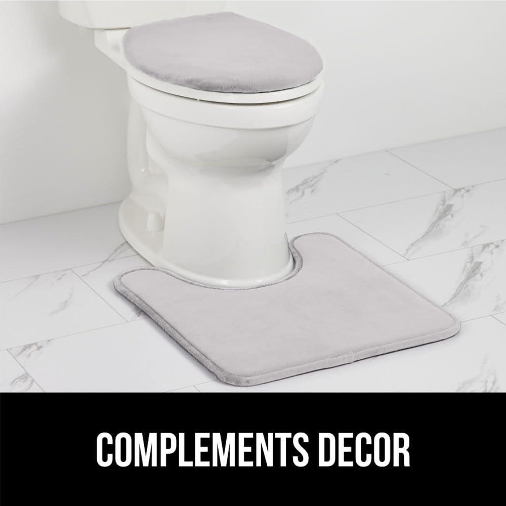 imageGORILLA GRIP Thick Memory Foam Bathroom Toilet Lid Seat Cover Soft Velvet Topside Machine Wash Plush Cushioned Covers Fits Most Size Lids Decorative Bath Room Accessories 195x185 GreyLight Gray