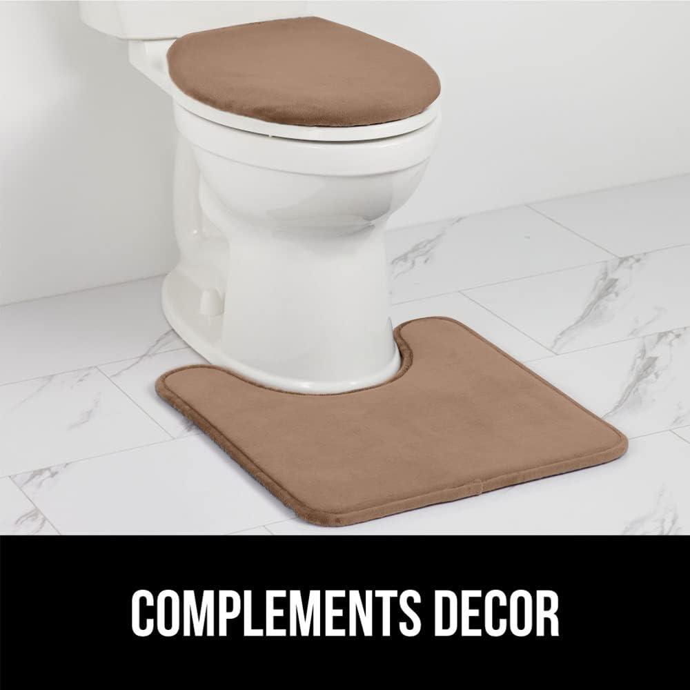 imageGORILLA GRIP Thick Memory Foam Bathroom Toilet Lid Seat Cover Soft Velvet Topside Machine Wash Plush Cushioned Covers Fits Most Size Lids Decorative Bath Room Accessories 195x185 GreyTaupe