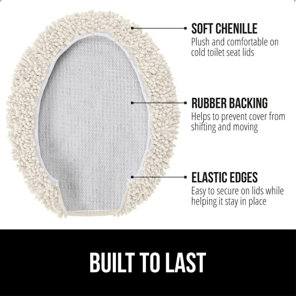 imageGORILLA GRIP Thick Memory Foam Bathroom Toilet Lid Seat Cover Soft Velvet Topside Machine Wash Plush Cushioned Covers Fits Most Size Lids Decorative Bath Room Accessories 195x185 GreyIvory