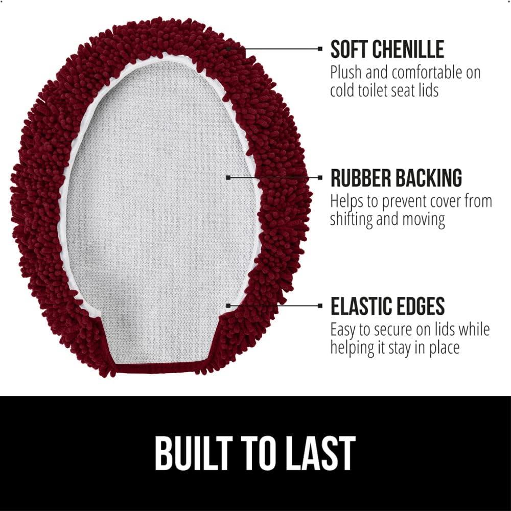imageGORILLA GRIP Thick Memory Foam Bathroom Toilet Lid Seat Cover Soft Velvet Topside Machine Wash Plush Cushioned Covers Fits Most Size Lids Decorative Bath Room Accessories 195x185 GreyBurgundy