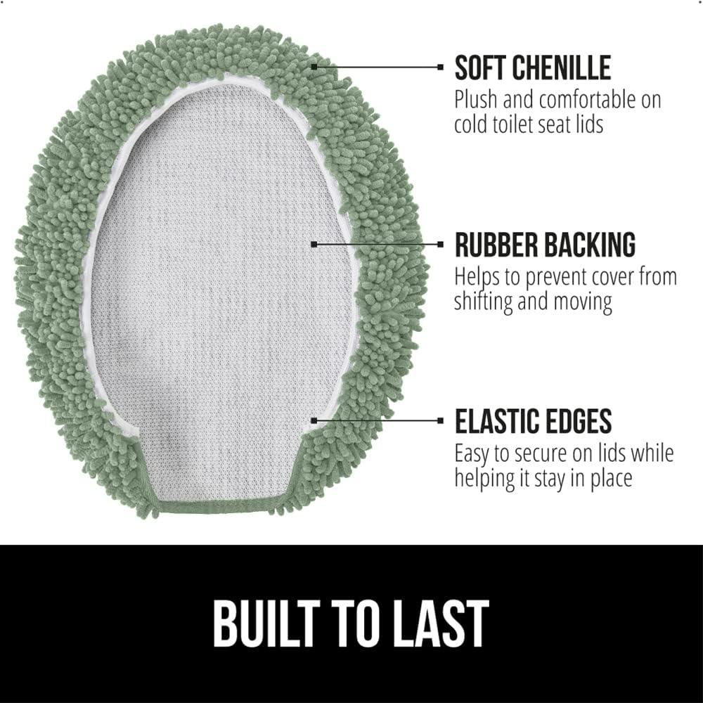 imageGORILLA GRIP Thick Memory Foam Bathroom Toilet Lid Seat Cover Soft Velvet Topside Machine Wash Plush Cushioned Covers Fits Most Size Lids Decorative Bath Room Accessories 195x185 GreySage