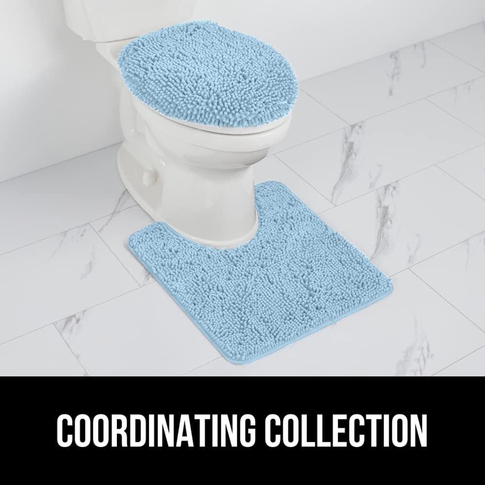 imageGORILLA GRIP Thick Memory Foam Bathroom Toilet Lid Seat Cover Soft Velvet Topside Machine Wash Plush Cushioned Covers Fits Most Size Lids Decorative Bath Room Accessories 195x185 GreyLight Blue