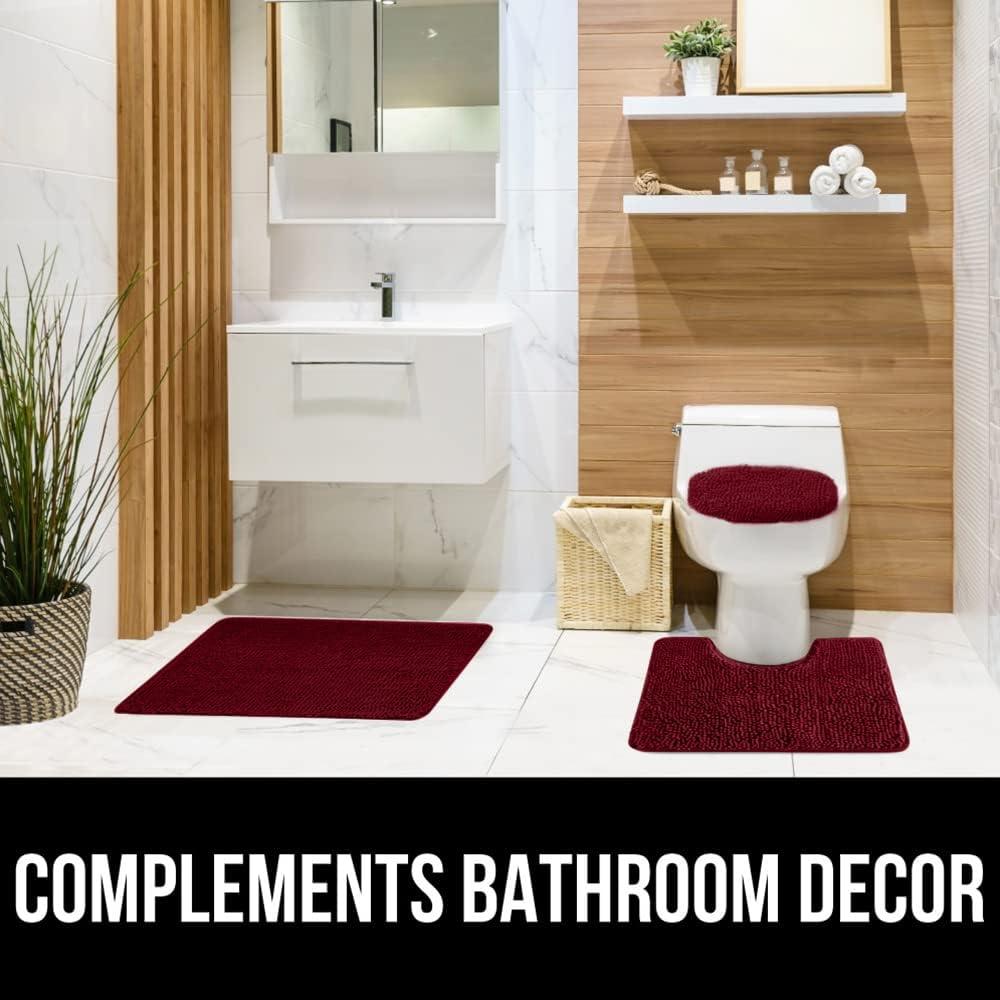 imageGORILLA GRIP Thick Memory Foam Bathroom Toilet Lid Seat Cover Soft Velvet Topside Machine Wash Plush Cushioned Covers Fits Most Size Lids Decorative Bath Room Accessories 195x185 GreyBurgundy