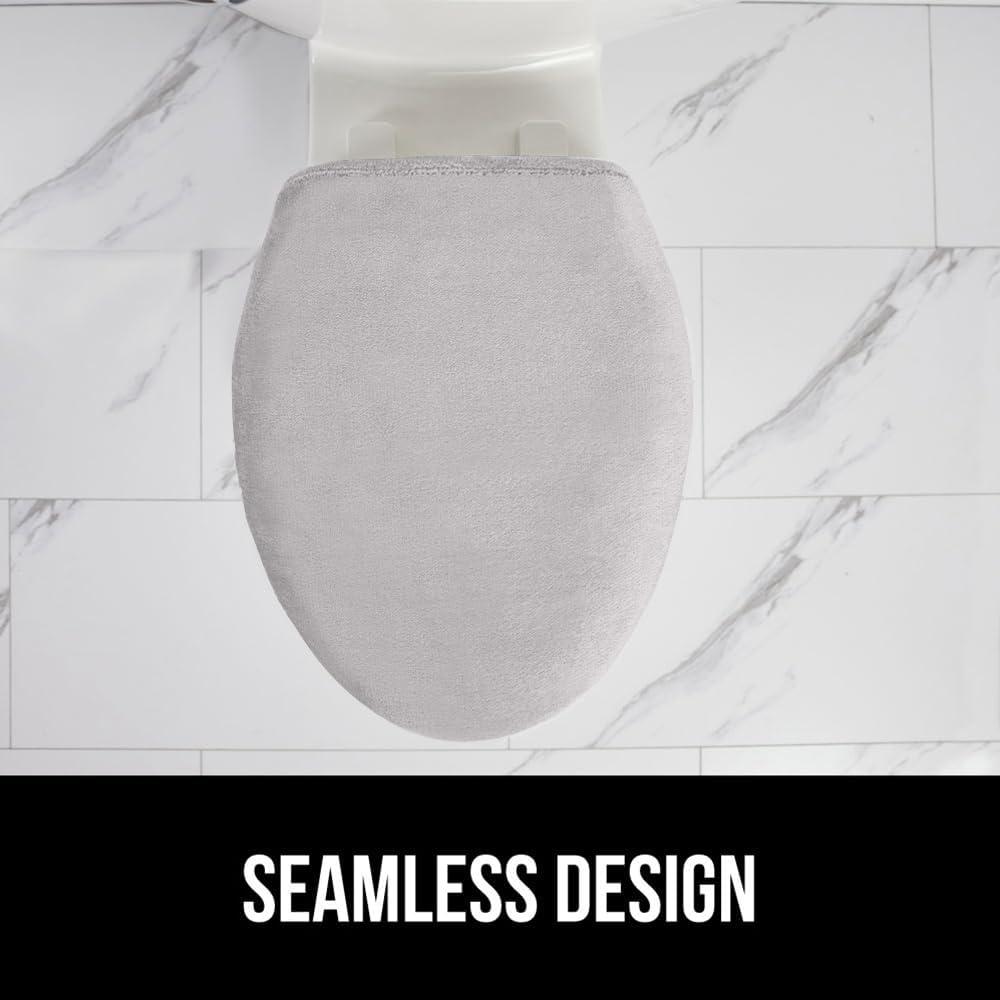 imageGORILLA GRIP Thick Memory Foam Bathroom Toilet Lid Seat Cover Soft Velvet Topside Machine Wash Plush Cushioned Covers Fits Most Size Lids Decorative Bath Room Accessories 195x185 GreyLight Gray