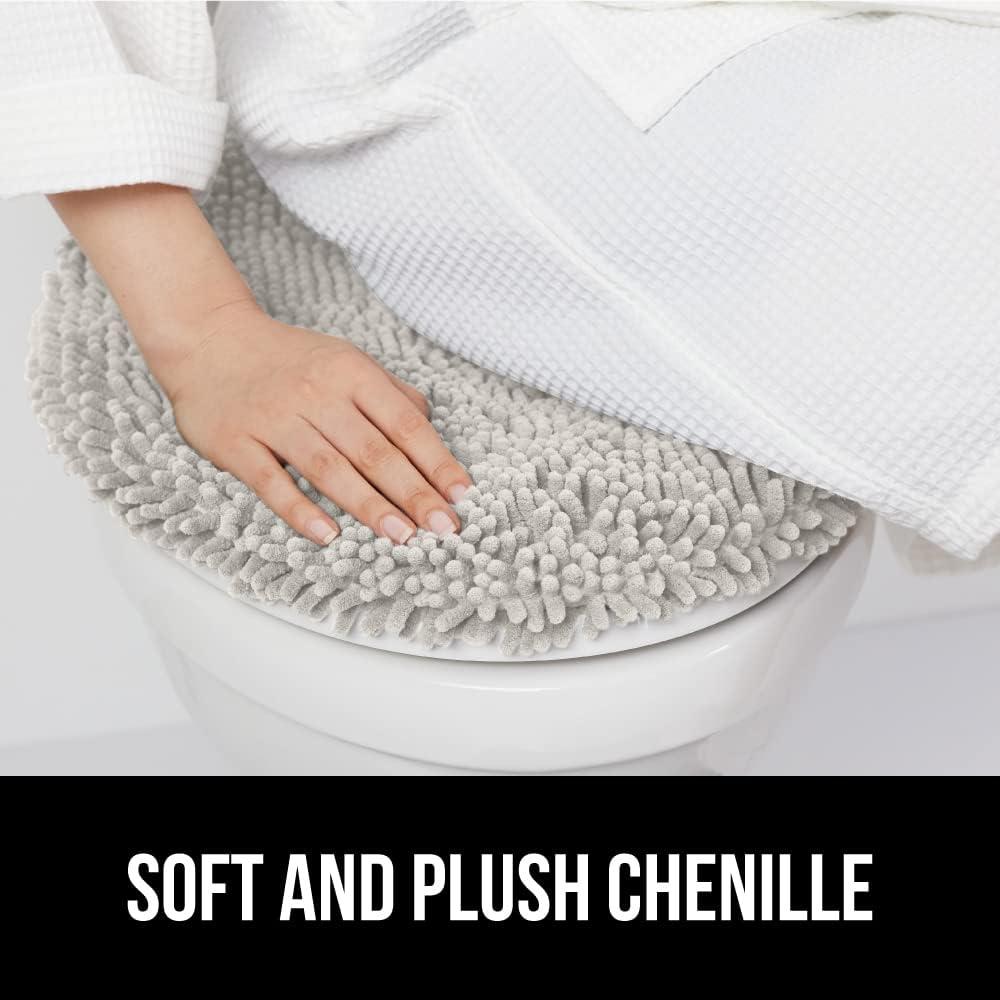 imageGORILLA GRIP Thick Memory Foam Bathroom Toilet Lid Seat Cover Soft Velvet Topside Machine Wash Plush Cushioned Covers Fits Most Size Lids Decorative Bath Room Accessories 195x185 GreyLight Gray
