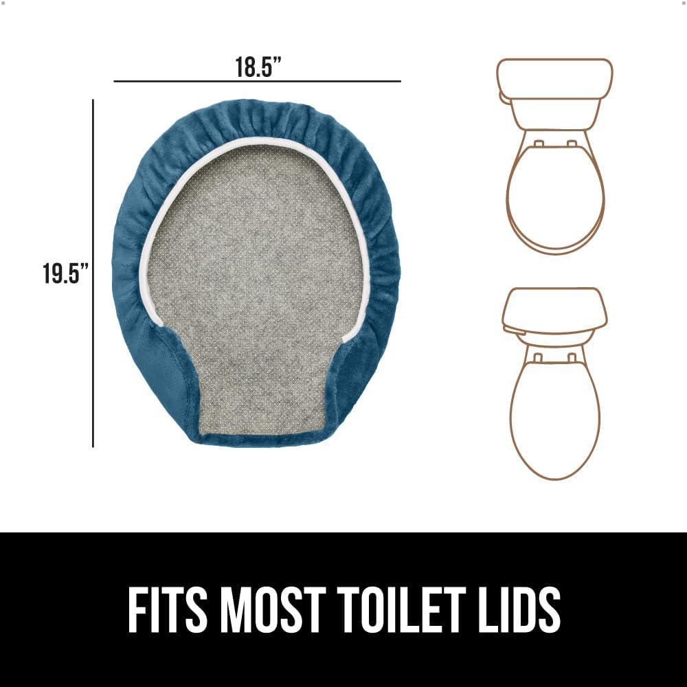 imageGORILLA GRIP Thick Memory Foam Bathroom Toilet Lid Seat Cover Soft Velvet Topside Machine Wash Plush Cushioned Covers Fits Most Size Lids Decorative Bath Room Accessories 195x185 GreyBlue