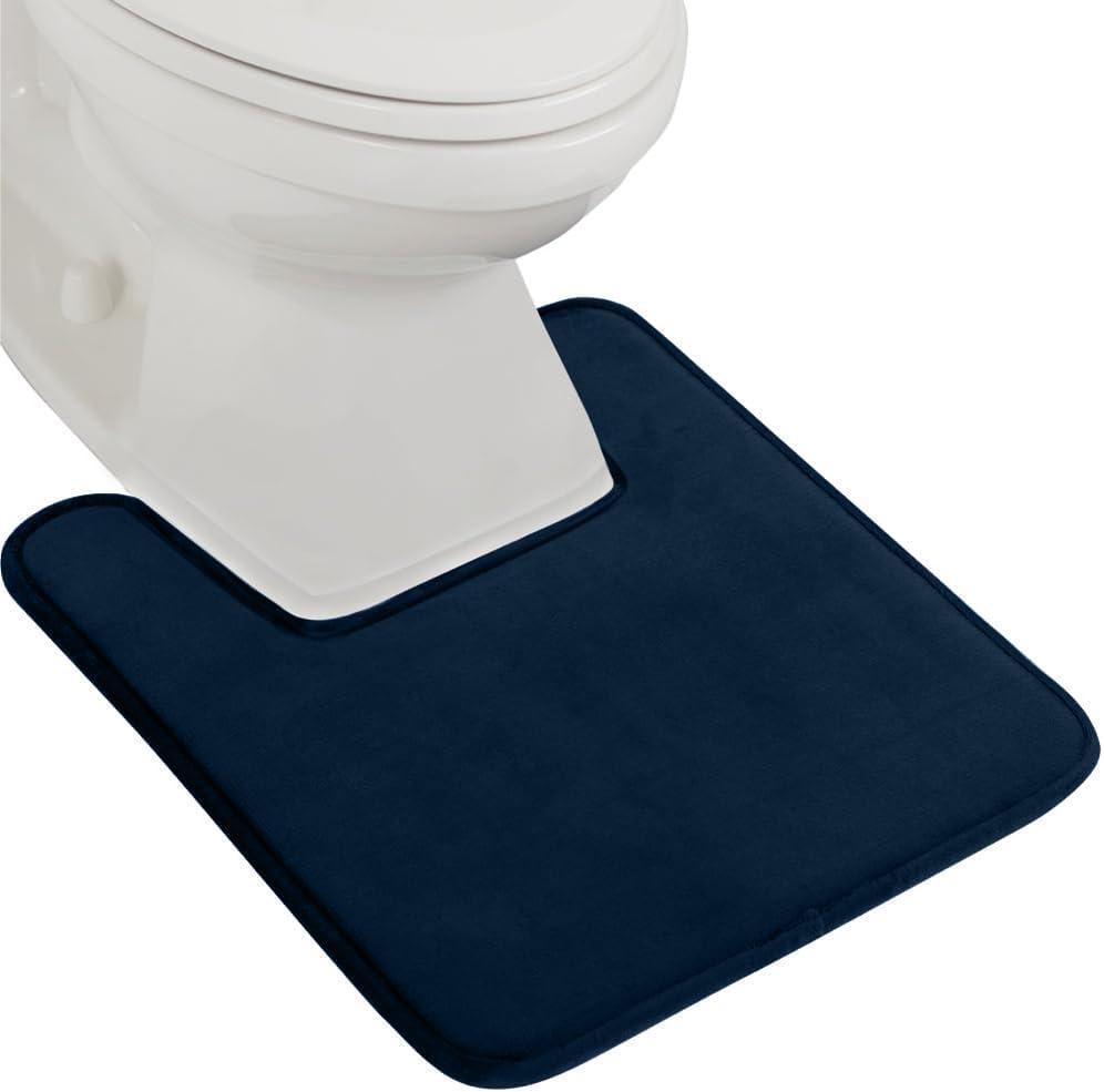 imageGORILLA GRIP Thick Memory Foam Toilet Rug for Bathroom U Shaped Washable Soft Absorbent Velvet Topside Floor Mats Machine Wash Cushioned Luxury Rugs for Bath Room 225x195 Graphite GrayNavy