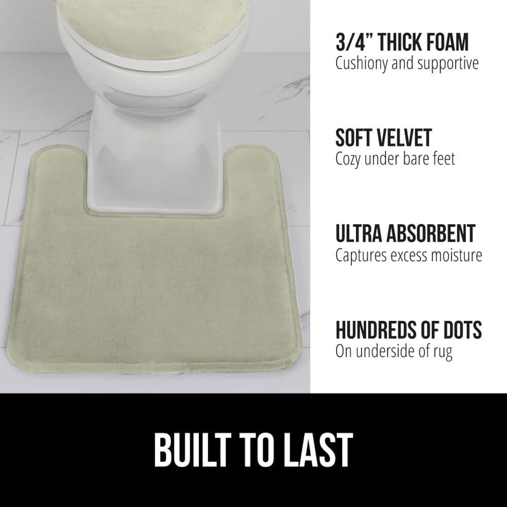 imageGORILLA GRIP Thick Memory Foam Toilet Rug for Bathroom U Shaped Washable Soft Absorbent Velvet Topside Floor Mats Machine Wash Cushioned Luxury Rugs for Bath Room 225x195 Graphite GraySage