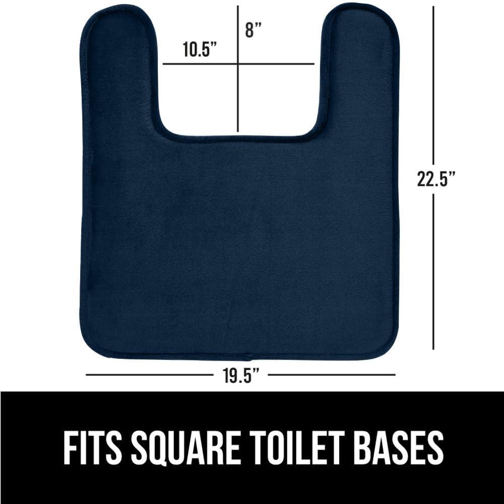 imageGORILLA GRIP Thick Memory Foam Toilet Rug for Bathroom U Shaped Washable Soft Absorbent Velvet Topside Floor Mats Machine Wash Cushioned Luxury Rugs for Bath Room 225x195 Graphite GrayNavy