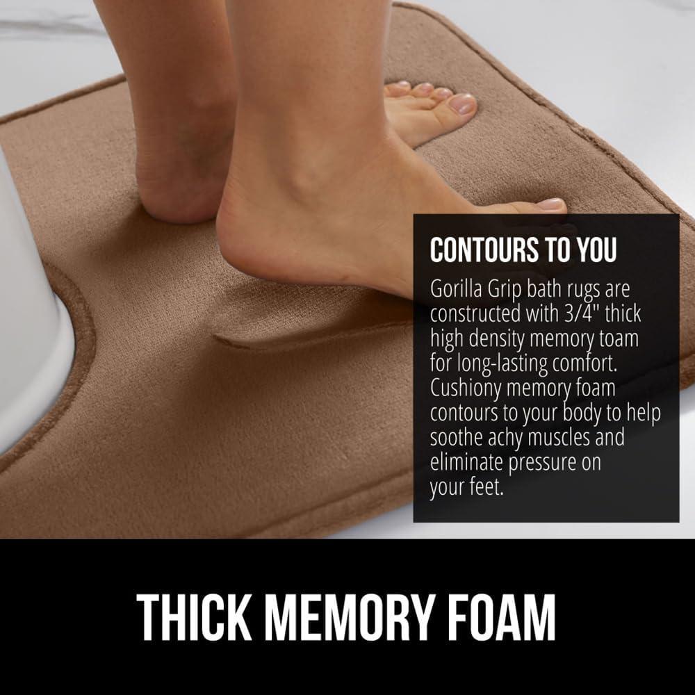 imageGORILLA GRIP Thick Memory Foam Toilet Rug for Bathroom U Shaped Washable Soft Absorbent Velvet Topside Floor Mats Machine Wash Cushioned Luxury Rugs for Bath Room 225x195 Graphite GrayTaupe