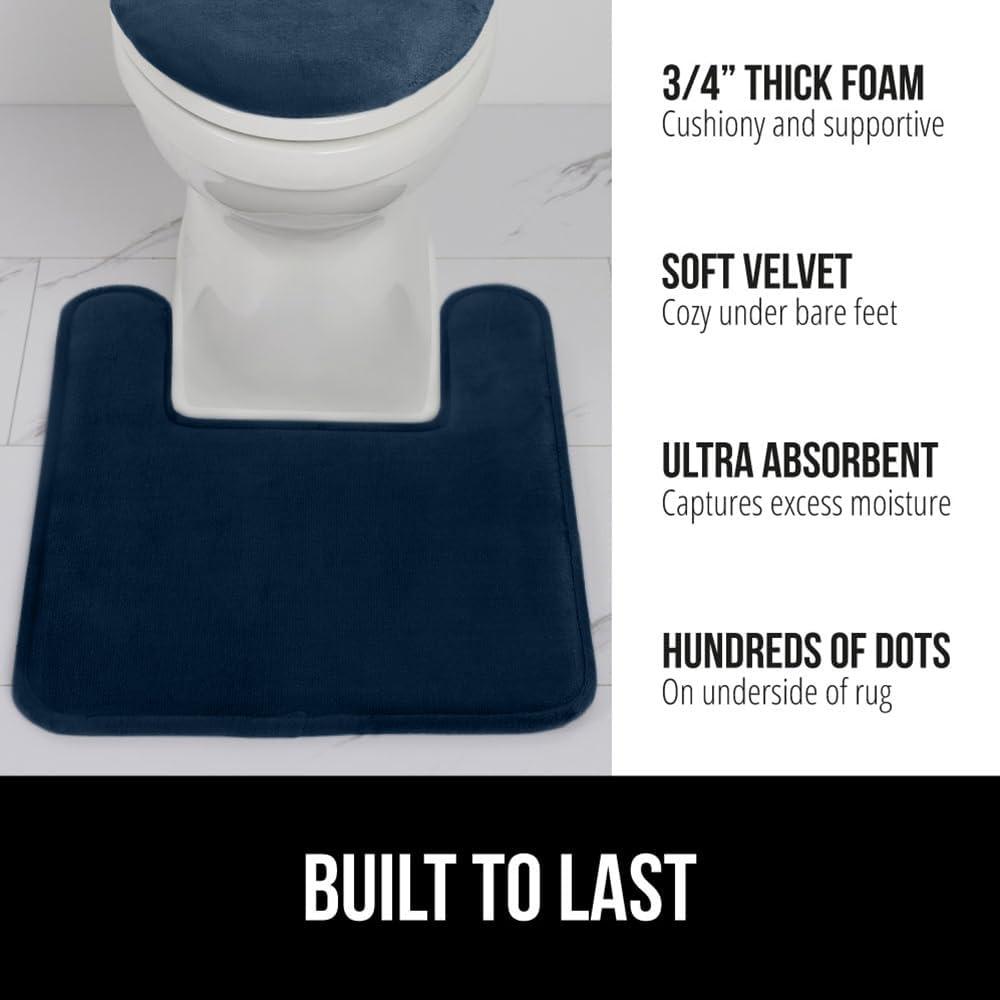 imageGORILLA GRIP Thick Memory Foam Toilet Rug for Bathroom U Shaped Washable Soft Absorbent Velvet Topside Floor Mats Machine Wash Cushioned Luxury Rugs for Bath Room 225x195 Graphite GrayNavy