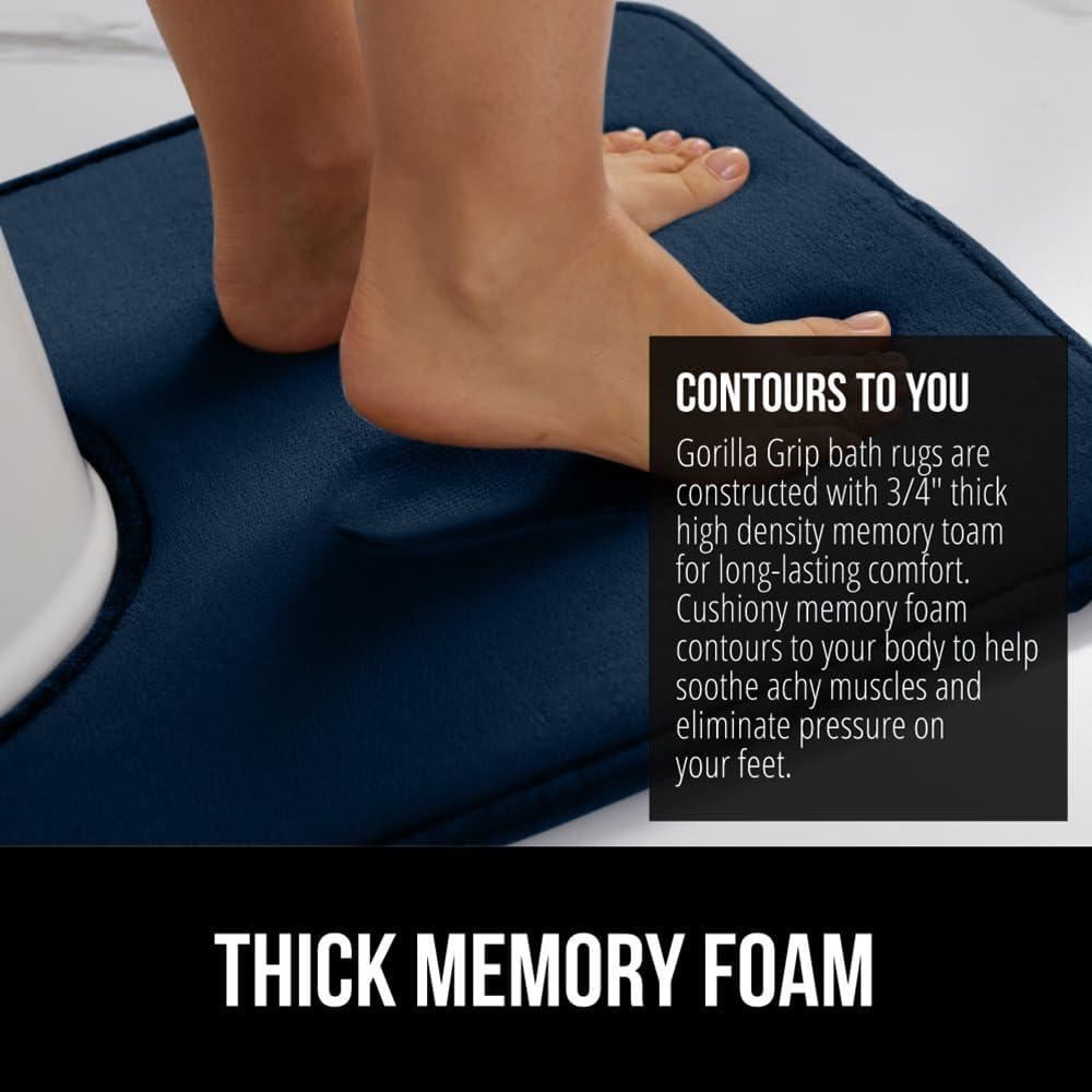 imageGORILLA GRIP Thick Memory Foam Toilet Rug for Bathroom U Shaped Washable Soft Absorbent Velvet Topside Floor Mats Machine Wash Cushioned Luxury Rugs for Bath Room 225x195 Graphite GrayNavy