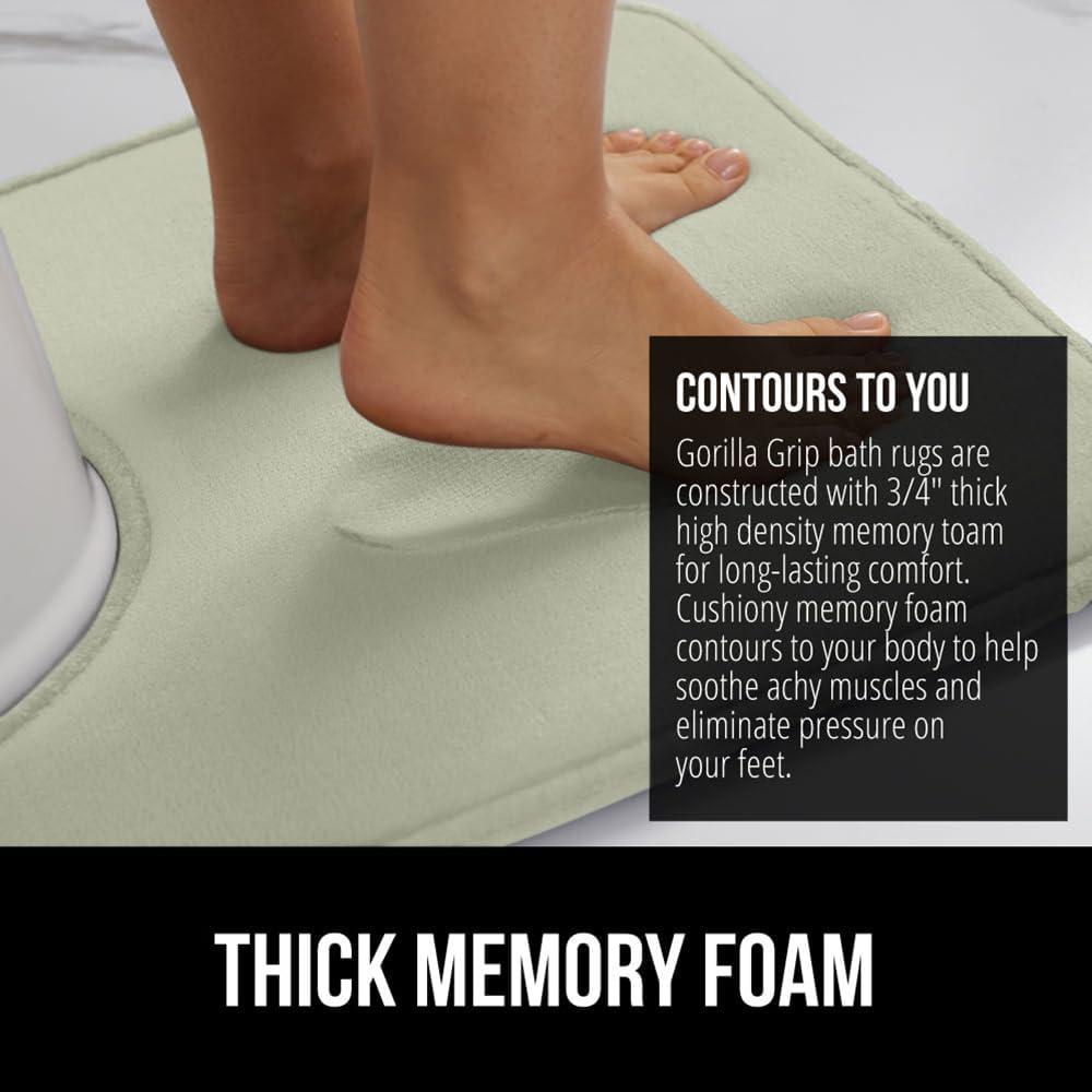 imageGORILLA GRIP Thick Memory Foam Toilet Rug for Bathroom U Shaped Washable Soft Absorbent Velvet Topside Floor Mats Machine Wash Cushioned Luxury Rugs for Bath Room 225x195 Graphite GraySage