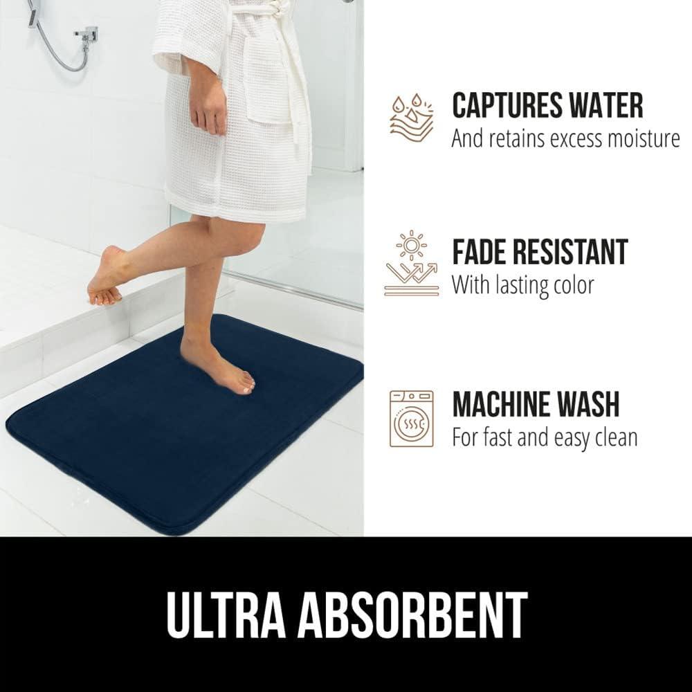 imageGORILLA GRIP Thick Memory Foam Toilet Rug for Bathroom U Shaped Washable Soft Absorbent Velvet Topside Floor Mats Machine Wash Cushioned Luxury Rugs for Bath Room 225x195 Graphite GrayNavy