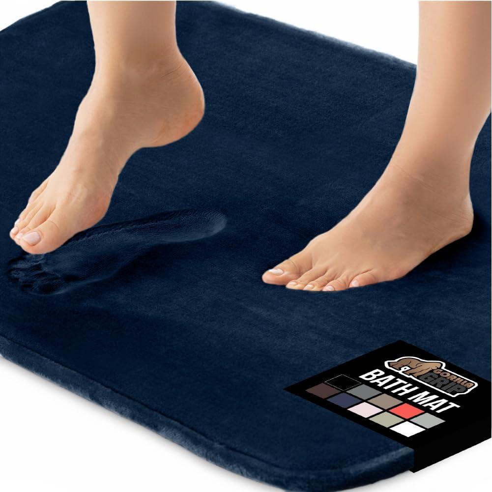 imageGORILLA GRIP Thick Memory Foam Toilet Rug for Bathroom U Shaped Washable Soft Absorbent Velvet Topside Floor Mats Machine Wash Cushioned Luxury Rugs for Bath Room 225x195 Graphite GrayNavy