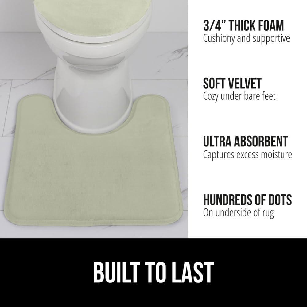 imageGORILLA GRIP Thick Memory Foam Toilet Rug for Bathroom U Shaped Washable Soft Absorbent Velvet Topside Floor Mats Machine Wash Cushioned Luxury Rugs for Bath Room 225x195 Graphite GraySage