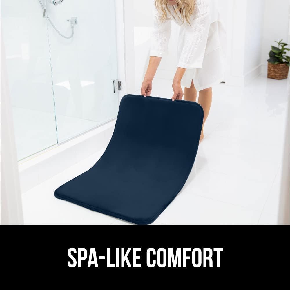 imageGORILLA GRIP Thick Memory Foam Toilet Rug for Bathroom U Shaped Washable Soft Absorbent Velvet Topside Floor Mats Machine Wash Cushioned Luxury Rugs for Bath Room 225x195 Graphite GrayNavy