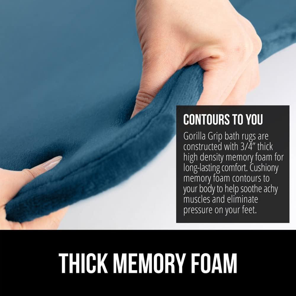 imageGORILLA GRIP Thick Memory Foam Toilet Rug for Bathroom U Shaped Washable Soft Absorbent Velvet Topside Floor Mats Machine Wash Cushioned Luxury Rugs for Bath Room 225x195 Graphite GrayBlue