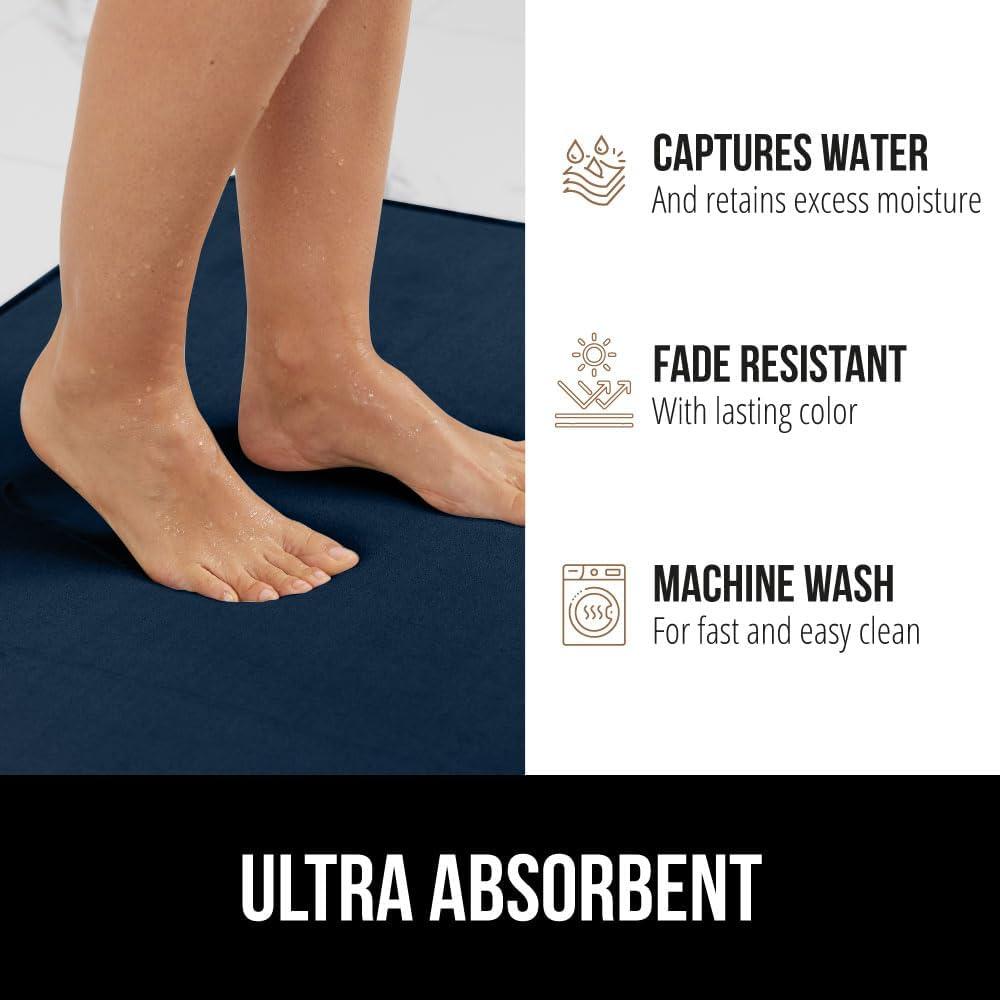 imageGORILLA GRIP Thick Memory Foam Toilet Rug for Bathroom U Shaped Washable Soft Absorbent Velvet Topside Floor Mats Machine Wash Cushioned Luxury Rugs for Bath Room 225x195 Graphite GrayNavy