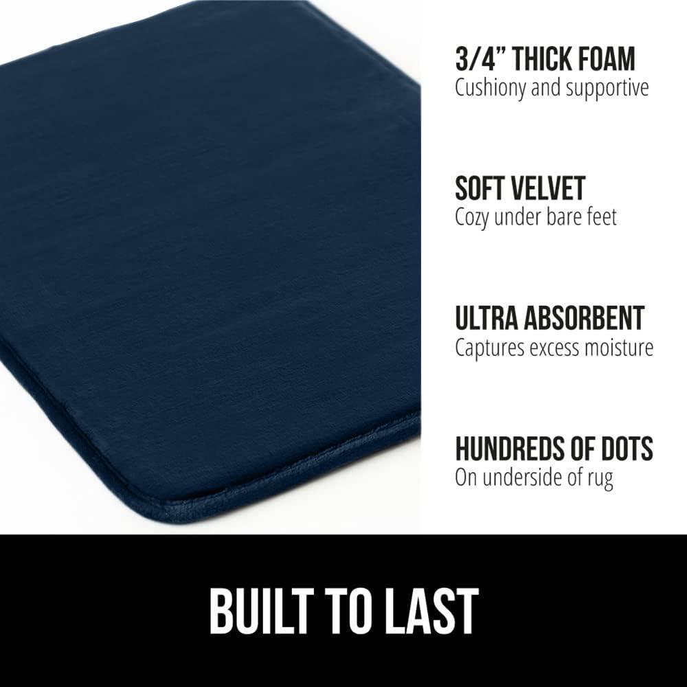 imageGORILLA GRIP Thick Memory Foam Toilet Rug for Bathroom U Shaped Washable Soft Absorbent Velvet Topside Floor Mats Machine Wash Cushioned Luxury Rugs for Bath Room 225x195 Graphite GrayNavy