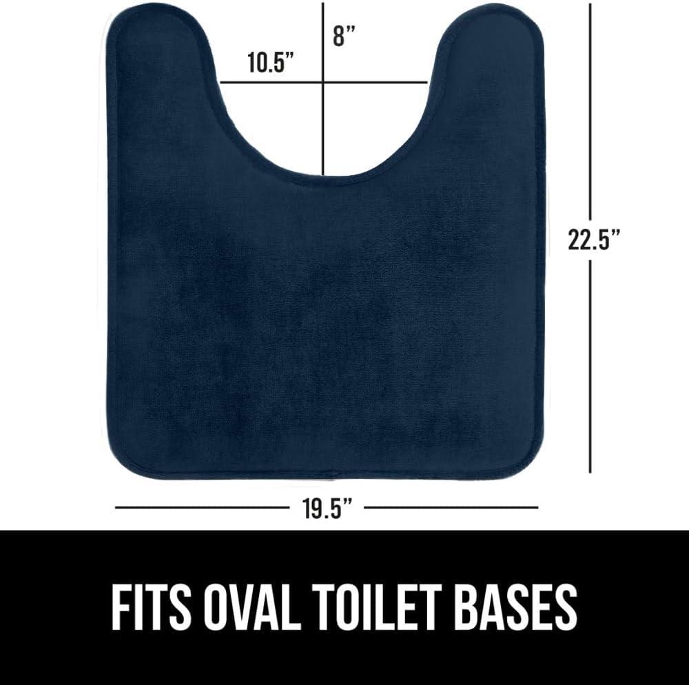 imageGORILLA GRIP Thick Memory Foam Toilet Rug for Bathroom U Shaped Washable Soft Absorbent Velvet Topside Floor Mats Machine Wash Cushioned Luxury Rugs for Bath Room 225x195 Graphite GrayNavy