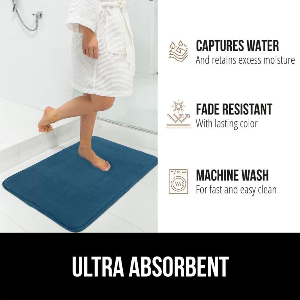 imageGORILLA GRIP Thick Memory Foam Toilet Rug for Bathroom U Shaped Washable Soft Absorbent Velvet Topside Floor Mats Machine Wash Cushioned Luxury Rugs for Bath Room 225x195 Graphite GrayBlue