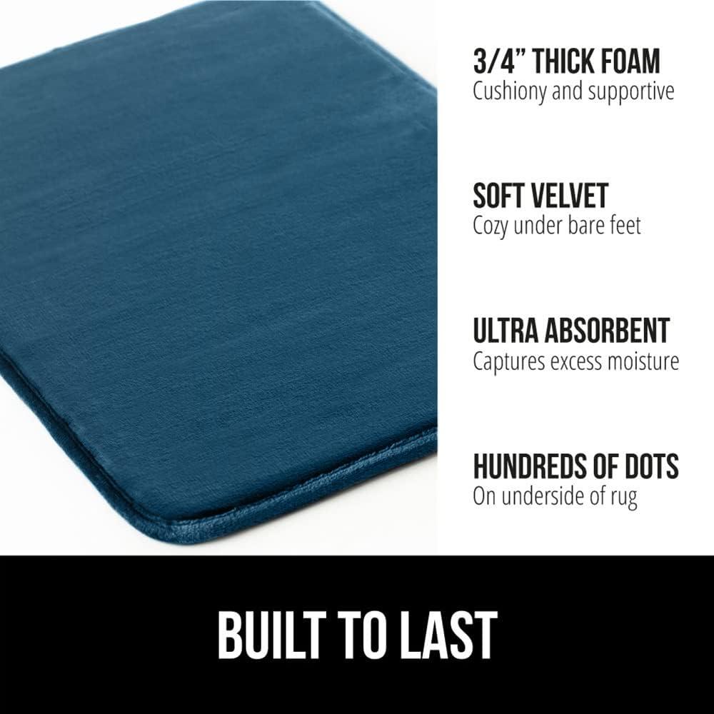 imageGORILLA GRIP Thick Memory Foam Toilet Rug for Bathroom U Shaped Washable Soft Absorbent Velvet Topside Floor Mats Machine Wash Cushioned Luxury Rugs for Bath Room 225x195 Graphite GrayBlue