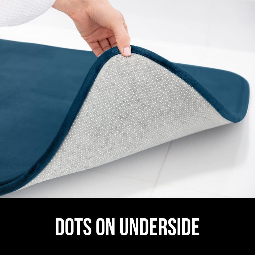 imageGORILLA GRIP Thick Memory Foam Toilet Rug for Bathroom U Shaped Washable Soft Absorbent Velvet Topside Floor Mats Machine Wash Cushioned Luxury Rugs for Bath Room 225x195 Graphite GrayBlue