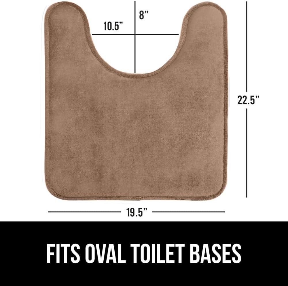imageGORILLA GRIP Thick Memory Foam Toilet Rug for Bathroom U Shaped Washable Soft Absorbent Velvet Topside Floor Mats Machine Wash Cushioned Luxury Rugs for Bath Room 225x195 Graphite GrayTaupe