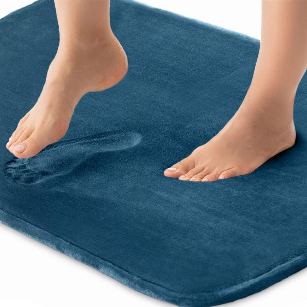 imageGORILLA GRIP Thick Memory Foam Toilet Rug for Bathroom U Shaped Washable Soft Absorbent Velvet Topside Floor Mats Machine Wash Cushioned Luxury Rugs for Bath Room 225x195 Graphite GrayBlue