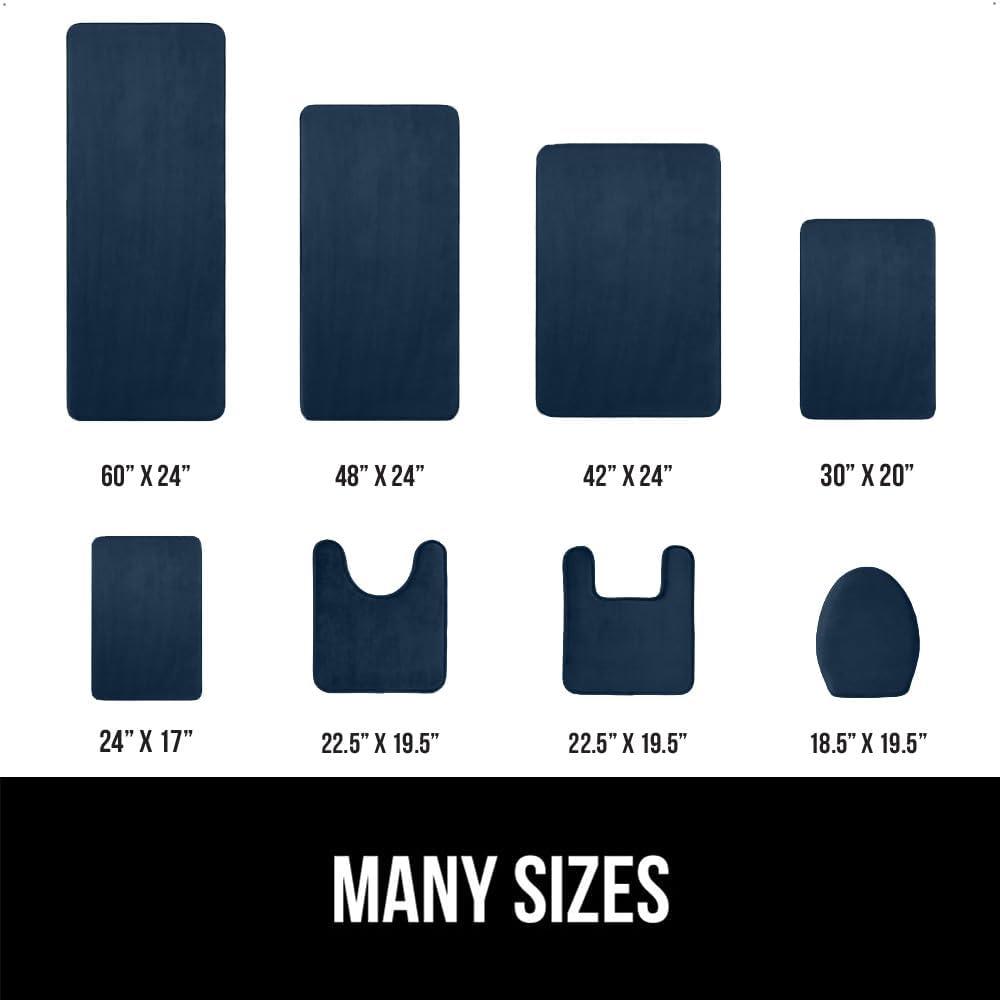 imageGORILLA GRIP Thick Memory Foam Toilet Rug for Bathroom U Shaped Washable Soft Absorbent Velvet Topside Floor Mats Machine Wash Cushioned Luxury Rugs for Bath Room 225x195 Graphite GrayNavy