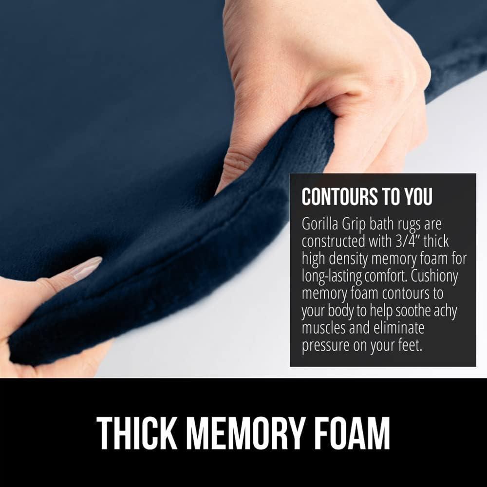 imageGORILLA GRIP Thick Memory Foam Toilet Rug for Bathroom U Shaped Washable Soft Absorbent Velvet Topside Floor Mats Machine Wash Cushioned Luxury Rugs for Bath Room 225x195 Graphite GrayNavy