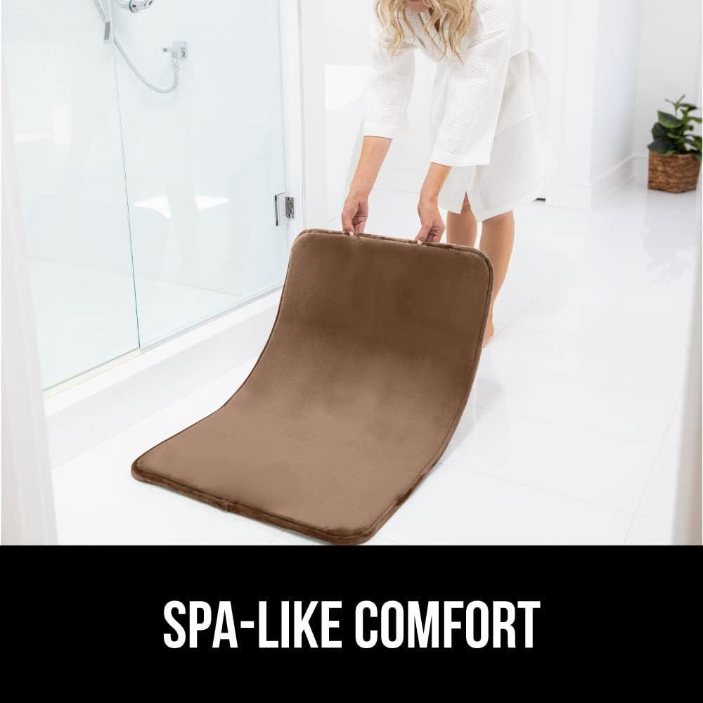 imageGORILLA GRIP Thick Memory Foam Toilet Rug for Bathroom U Shaped Washable Soft Absorbent Velvet Topside Floor Mats Machine Wash Cushioned Luxury Rugs for Bath Room 225x195 Graphite GrayTaupe