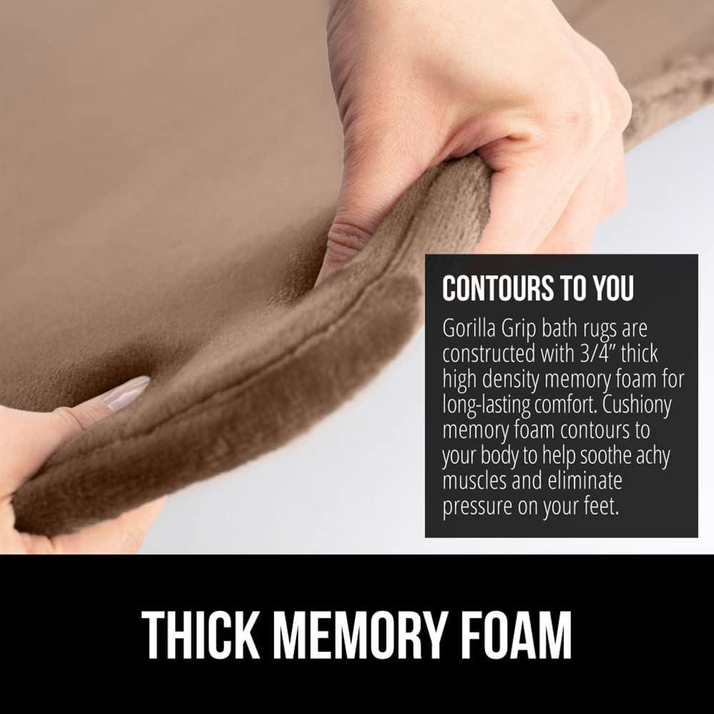imageGORILLA GRIP Thick Memory Foam Toilet Rug for Bathroom U Shaped Washable Soft Absorbent Velvet Topside Floor Mats Machine Wash Cushioned Luxury Rugs for Bath Room 225x195 Graphite GrayTaupe
