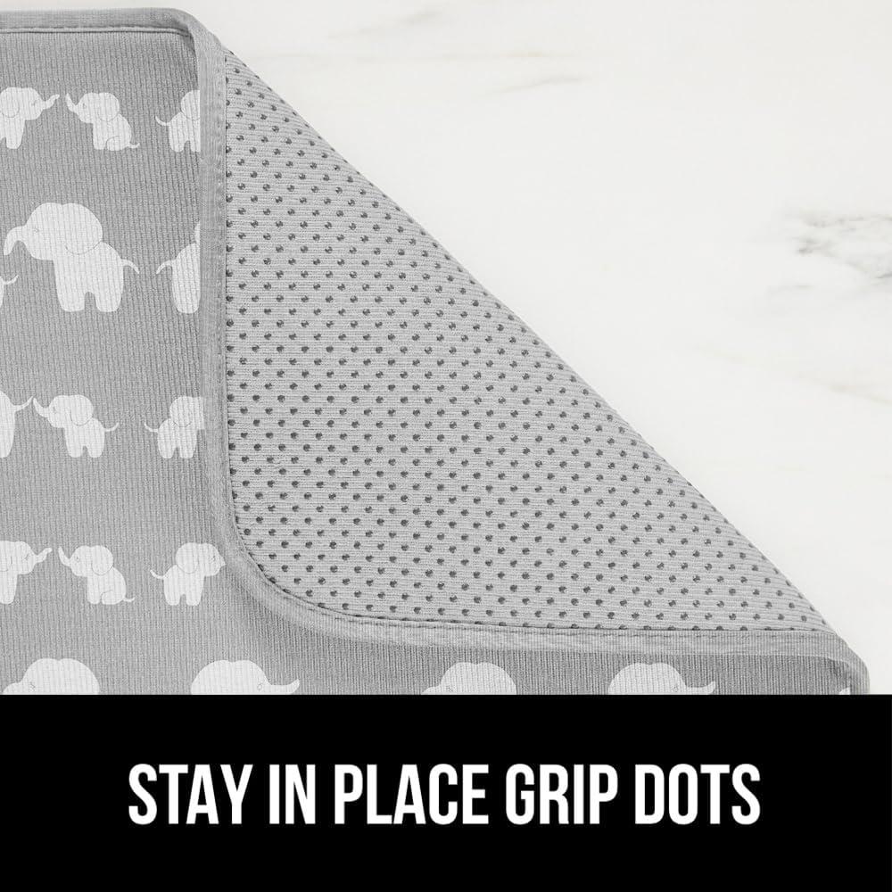 imageGORILLA GRIP Ultra Water Absorbent Microfiber Dish Drying Mat 18x24 Quick Dry Thick Mesh Slip Resistant Pad for Sink Dishes or Under Rack Kitchen Counter Accessories Machine Wash Mats GrayElephants
