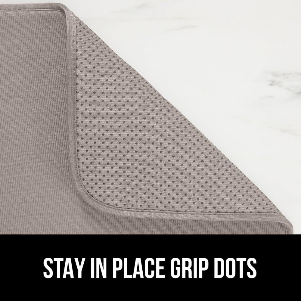 imageGORILLA GRIP Ultra Water Absorbent Microfiber Dish Drying Mat 18x24 Quick Dry Thick Mesh Slip Resistant Pad for Sink Dishes or Under Rack Kitchen Counter Accessories Machine Wash Mats GrayAlmond
