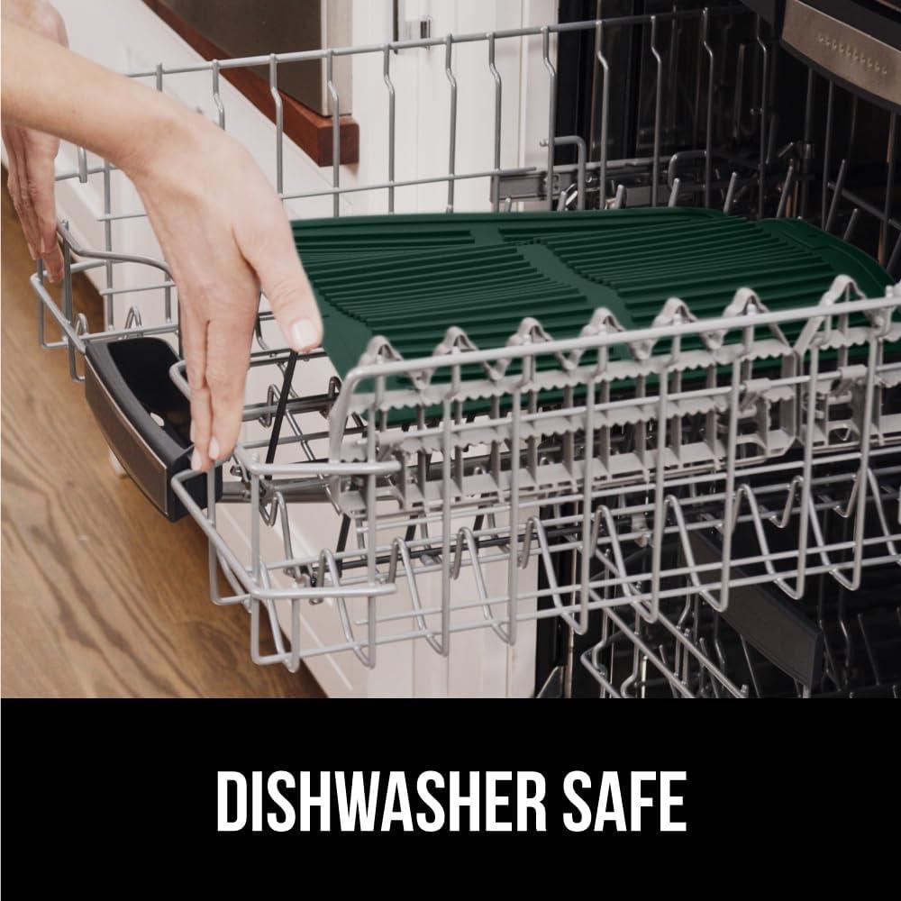 imageGORILLA GRIP Ultra Water Absorbent Microfiber Dish Drying Mat 18x24 Quick Dry Thick Mesh Slip Resistant Pad for Sink Dishes or Under Rack Kitchen Counter Accessories Machine Wash Mats GrayHunter Green
