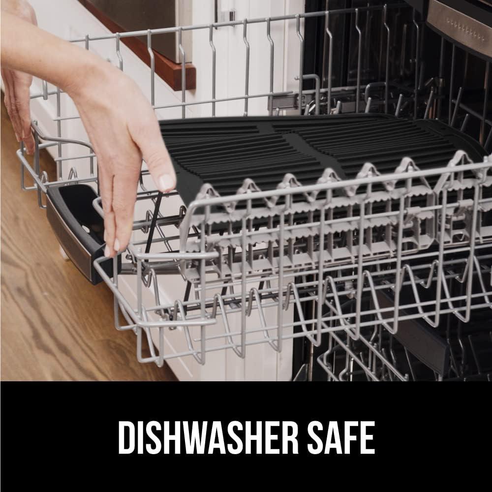 imageGORILLA GRIP Ultra Water Absorbent Microfiber Dish Drying Mat 18x24 Quick Dry Thick Mesh Slip Resistant Pad for Sink Dishes or Under Rack Kitchen Counter Accessories Machine Wash Mats GrayBlack