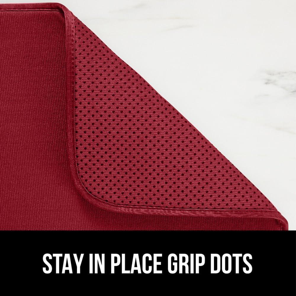 imageGORILLA GRIP Ultra Water Absorbent Microfiber Dish Drying Mat 18x24 Quick Dry Thick Mesh Slip Resistant Pad for Sink Dishes or Under Rack Kitchen Counter Accessories Machine Wash Mats GrayRed