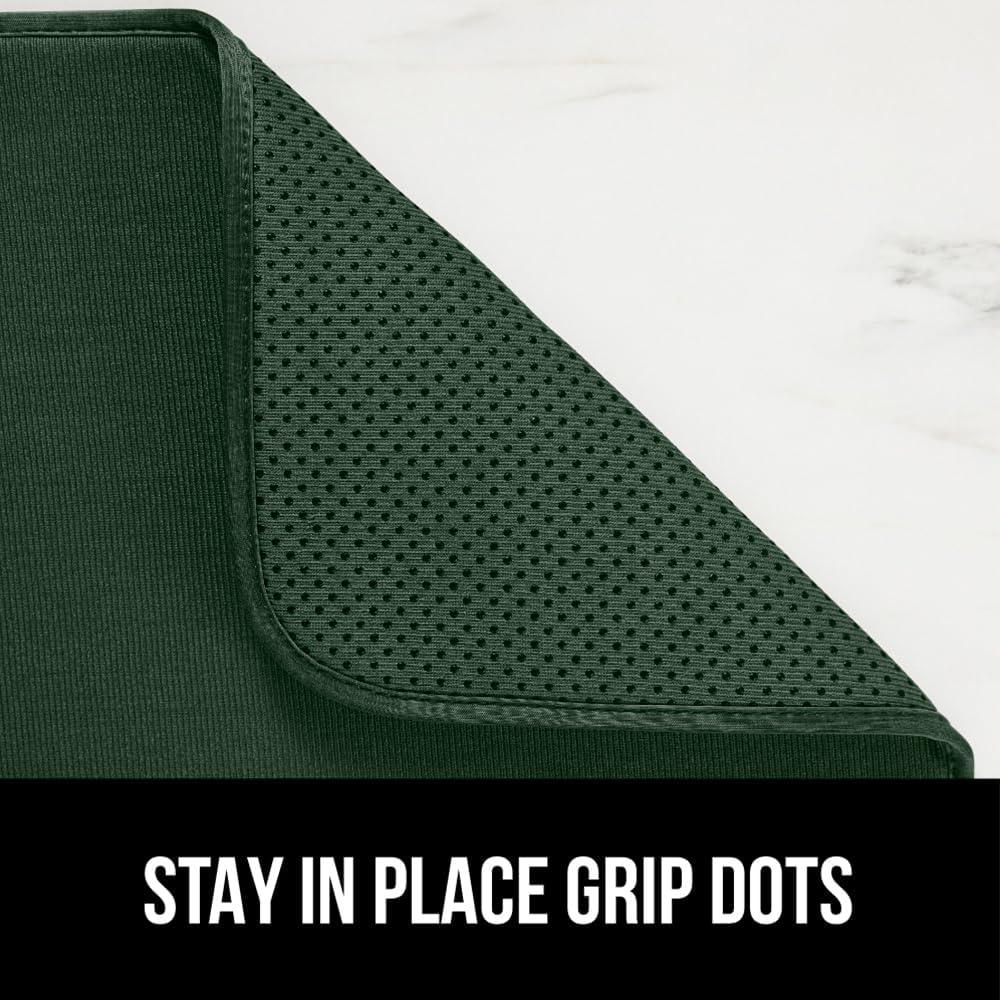 imageGORILLA GRIP Ultra Water Absorbent Microfiber Dish Drying Mat 18x24 Quick Dry Thick Mesh Slip Resistant Pad for Sink Dishes or Under Rack Kitchen Counter Accessories Machine Wash Mats GrayHunter Green