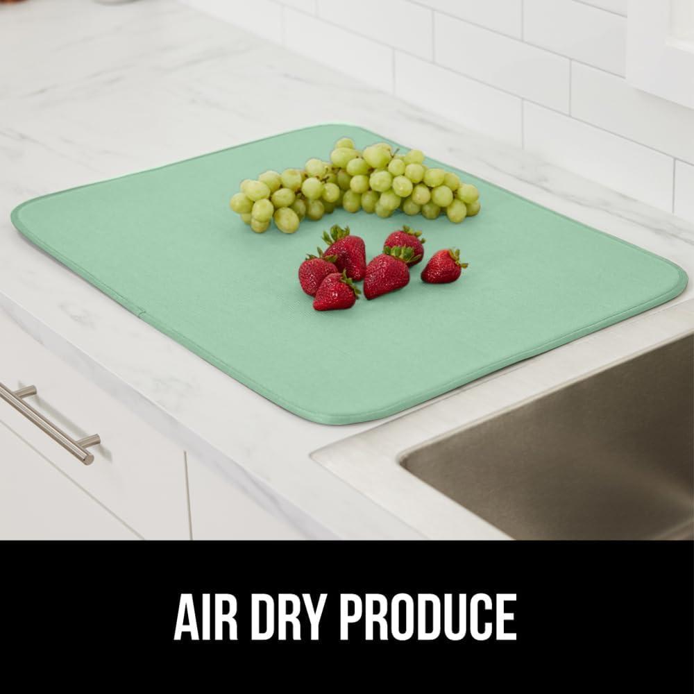 imageGORILLA GRIP Ultra Water Absorbent Microfiber Dish Drying Mat 18x24 Quick Dry Thick Mesh Slip Resistant Pad for Sink Dishes or Under Rack Kitchen Counter Accessories Machine Wash Mats GrayMint