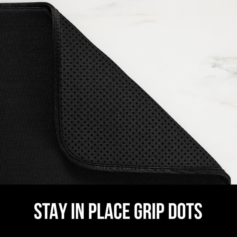 imageGORILLA GRIP Ultra Water Absorbent Microfiber Dish Drying Mat 18x24 Quick Dry Thick Mesh Slip Resistant Pad for Sink Dishes or Under Rack Kitchen Counter Accessories Machine Wash Mats GrayBlack