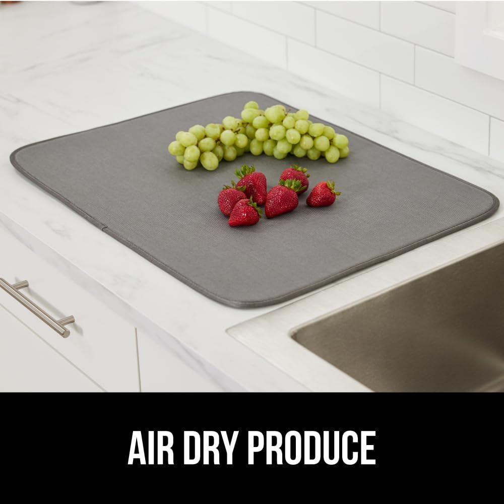 imageGORILLA GRIP Ultra Water Absorbent Microfiber Dish Drying Mat 18x24 Quick Dry Thick Mesh Slip Resistant Pad for Sink Dishes or Under Rack Kitchen Counter Accessories Machine Wash Mats GrayGray