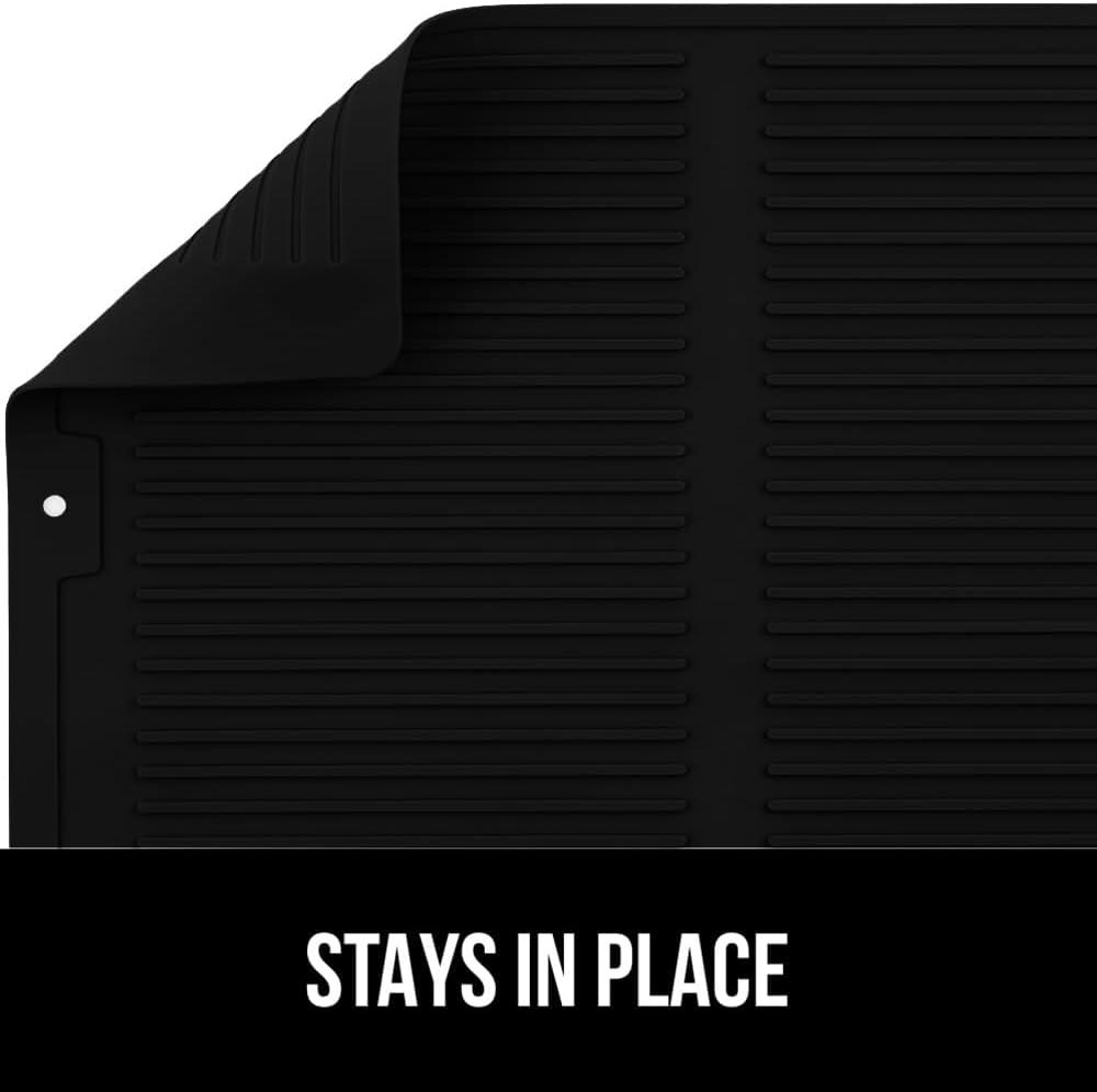 imageGORILLA GRIP Ultra Water Absorbent Microfiber Dish Drying Mat 18x24 Quick Dry Thick Mesh Slip Resistant Pad for Sink Dishes or Under Rack Kitchen Counter Accessories Machine Wash Mats GrayBlack