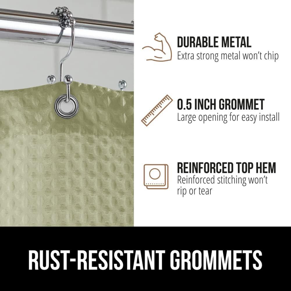 imageGORILLA GRIP Waffle Shower Curtain Thick Weighted Fabric Wrinkle and Rust Resistant Classic Hotel Quality Design Heavy Duty Long Curtains for Bathroom Showers Bath Tubs Machine Wash 72x72 WhiteSage