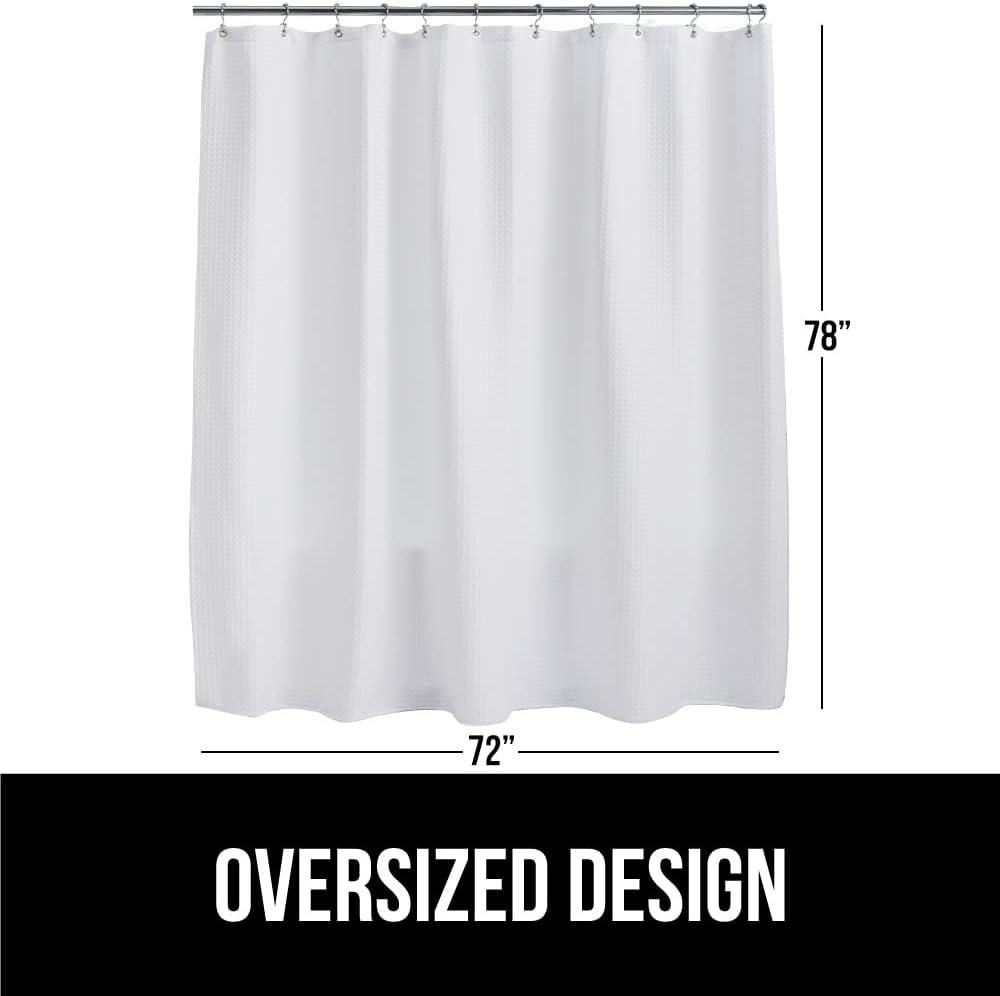 imageGORILLA GRIP Waffle Shower Curtain Thick Weighted Fabric Wrinkle and Rust Resistant Classic Hotel Quality Design Heavy Duty Long Curtains for Bathroom Showers Bath Tubs Machine Wash 72x72 WhiteWhite