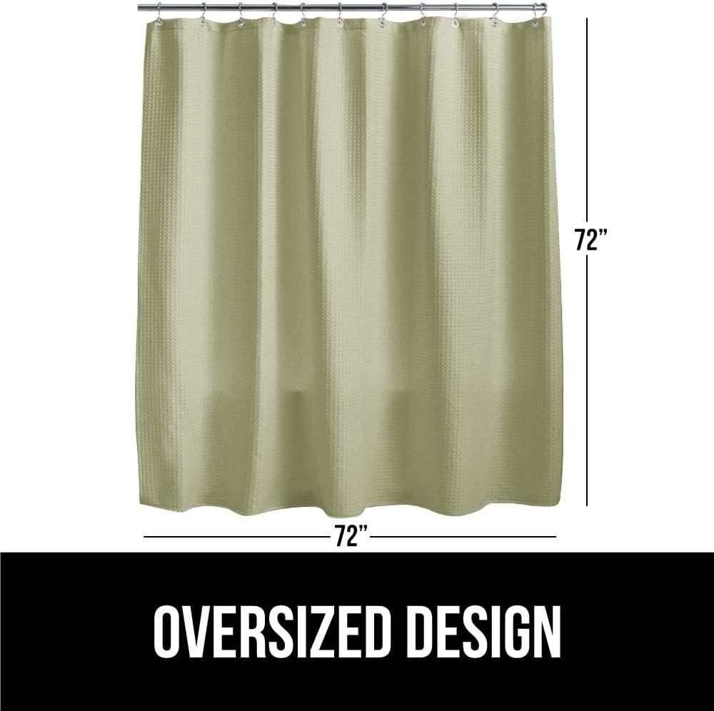 imageGORILLA GRIP Waffle Shower Curtain Thick Weighted Fabric Wrinkle and Rust Resistant Classic Hotel Quality Design Heavy Duty Long Curtains for Bathroom Showers Bath Tubs Machine Wash 72x72 WhiteSage